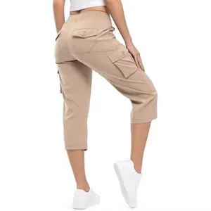 Women's Casual Lightweight Quick Dry Capri Hiking Pants With Multiple Pockets Loose Fit Outdoor Travel Sports Trousers