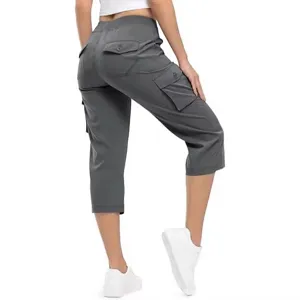 Women's lightweight cargo capri pants 6 pockets quick dry hiking outdoor casual trousers