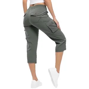 Women's lightweight cargo capri pants casual hiking outdoor travel multi-pocket trousers