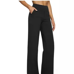 Women high waist casual straight knit pants with pockets, perfect for autumn daily wear.