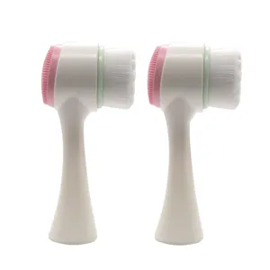 Brosse Nettoyante Visage Double Face Manuelle en Silicone Avec Soies Souples Outil de Nettoyage en Profondeur des Pores pour Femme Homme