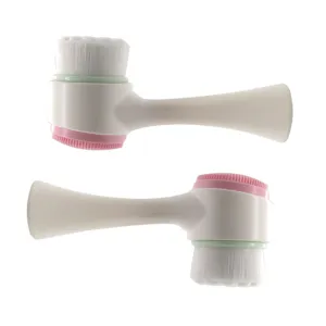 Brosse nettoyante pour le visage double face manuelle avec poils doux et picots silicone