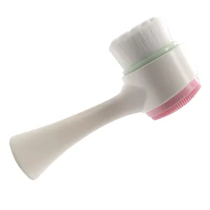 Brosse nettoyante faciale manuelle double face avec poils doux et brosse en silicone pour la peau