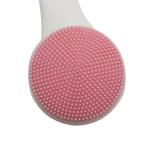 Tête de brosse nettoyante visage en silicone, brosse rose double face pour les soins.
