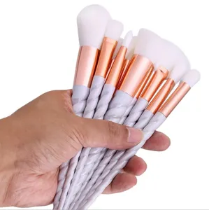 10pcs Unicorn Makeup Brush Set Professional Spiral Handle Soft Bristles Cosmetic Tools