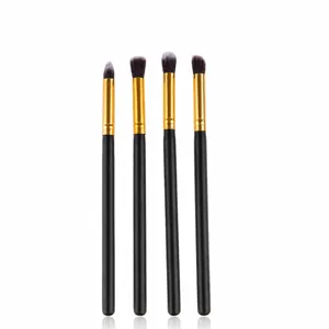 4pcs small eyeshadow makeup brush set with black handle and gold ferrule for precise eye makeup