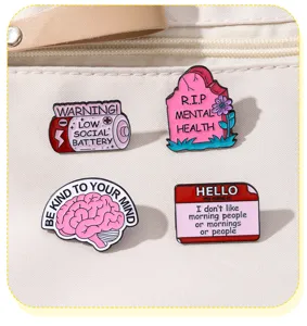 Mentaler Gesundheit Emaillierte Nadel Set, süße Metall Broschen für Rucksack und Tasche.