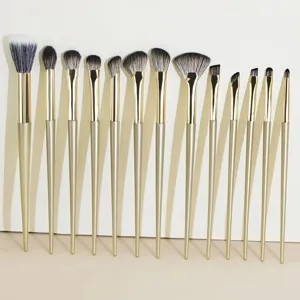 13pcs professional gold makeup brush set soft synthetic eye shadow blending brushes tool.