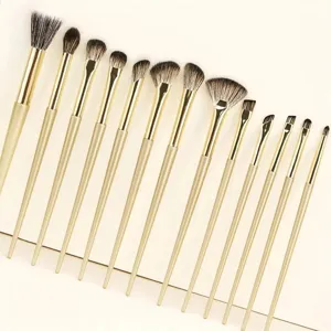 13-piece gold eye makeup brush set, professional eyeshadow blending brushes for precise makeup.