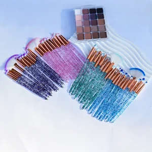 Crystal glitter makeup brush set colorful eye shadow blending cosmetic brushes 10pcs