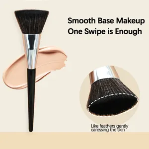 Professional flat foundation brush with soft bristles and wooden handle for smooth makeup.