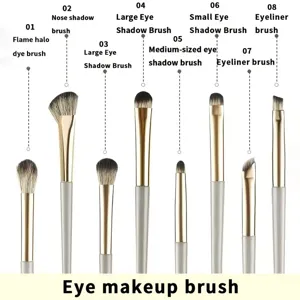 13-piece gilded eye makeup brush set, professional eyeshadow and eyeliner soft bristle tools.