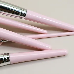 Rosa Pinsel Set Detail, weiche Haare mit Silberzwinge für professionelles Make-up.