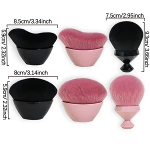 Large cosmetic makeup brush detail featuring wave shape and diamond handle with dimensions.