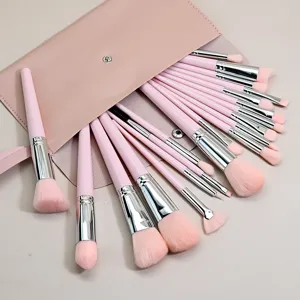 Rosa Make-up Pinsel Set 20 Stueck weiche Borsten Puder Rouge Lidschatten Kosmetik Werkzeuge