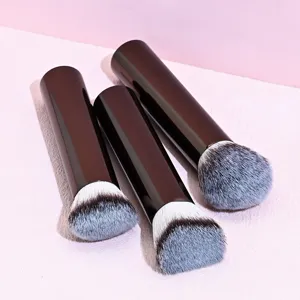 Pennello Trucco a Bolla Portatile Fibra Sintetica Morbida Manico Alluminio Per Cipria Sfusa Fard Contorno Viso Strumento Bellezza