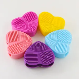 Herzförmiger Silikon Make-up Pinsel Reiniger Detailansicht, buntes Waschwerkzeug.