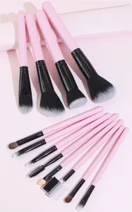 12pcs pink makeup brush set professional cosmetic tools for eyeshadow blush and face contouring