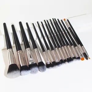 16pcs professional makeup brush set black handle foundation eyeshadow blending brushes