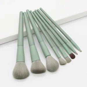 Matcha green makeup brush set 8 pieces soft hair cosmetic tools for daily beauty.
