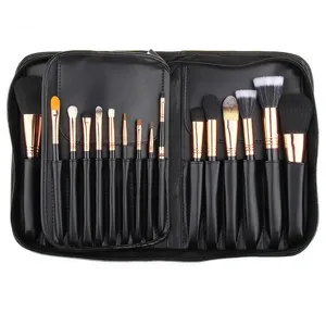 Professionelles Make-up Pinselsatz Mit Ledertasche Schafhaar Holzgriff Beauty Tools Für Visagisten Tragbare Kosmetikpinsel