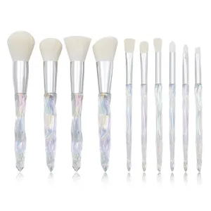 10pcs diamond crystal makeup brush set professional rhombus handle face powder contour tools