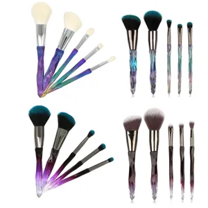 5-piece crystal diamond handle makeup brush set professional cosmetic tools for daily use.