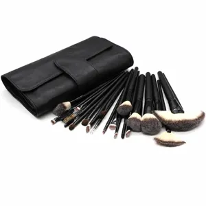 Professional Makeup Brush Set With PU Pouch Soft Synthetic Fiber Hair Wooden Handle Beauty Tools For Face Eye Lip Makeup