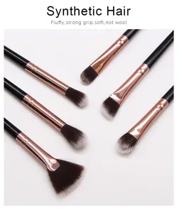 Synthetic hair makeup brush set detail view showing soft bristles and rose gold handles.