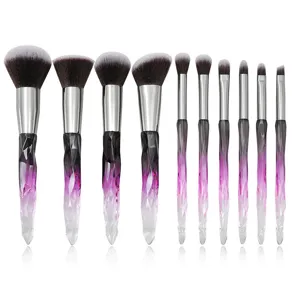 10pcs diamond crystal makeup brush set crystal handle detail view professional makeup tool
