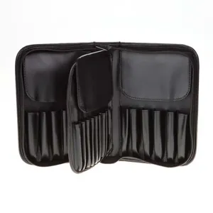 Schwarze Pinsel-Aufbewahrungstasche Detailansicht, Kosmetiktasche mit vielen Fächern