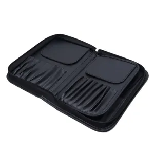 Schwarze PU Leder Make-up Pinsel Aufbewahrungstasche professioneller Organizer Etui.