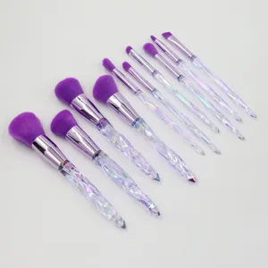 10pcs crystal makeup brush set diamond handle cosmetic tools powder contour blending