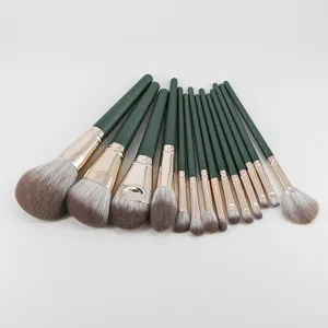 14 pcs professional makeup brush set with soft bristles for eyeshadow and powder application.