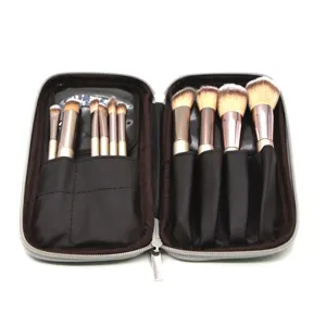 10-piece professional makeup brush set with portable storage case, soft bristles for flawless look.