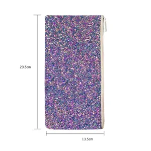 Glitter cosmetic bag zipper pouch shiny makeup storage bag stylish pencil case 23.5x13.5cm