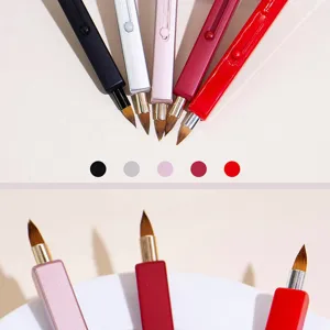 Portable retractable lip brush makeup tool with multiple color options for precise application.