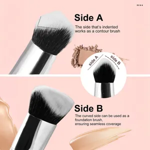 Pinceau de maquillage biseauté double face pour une application fluide et un contour précis.