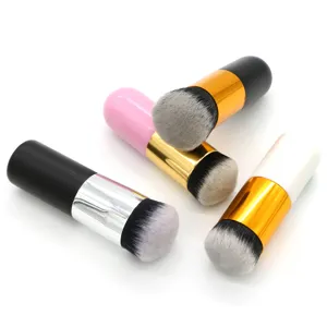 Korte handvat ronde hoofd foundation make-up borstel set, dichte haren voor vlekkeloos gezicht.