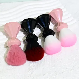 Diamond handle makeup brush and soft nail dust brush cosmetic tool main view product display.
