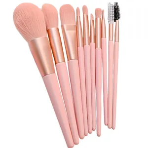 10-teiliges rosa Pinsel Set weiche synthetische Haare professionelle Make-up Werkzeuge Alltag