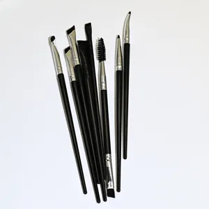8-piece eye makeup brush set with angled eyebrow brushes, fine eyeliner and eyeshadow tools.