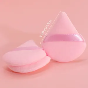 Pink velvet triangle makeup puff soft sponge powder puff for smooth flawless foundation application