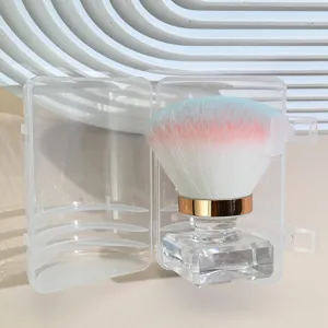 Nail dust brush makeup brush soft gradient bristles with transparent storage box for beauty.