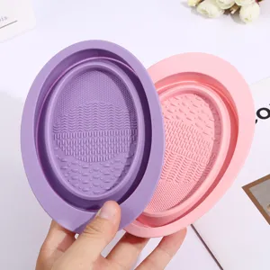 Foldable Silicone Makeup Brush Cleaning Bowl Portable Cosmetic Scrubber Washer Mat For Brushes Sponges Women Beauty Tools