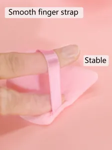 Triangle velvet powder puff with finger strap for smooth and stable makeup setting.