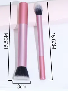 2pcs pink makeup brush set soft hair foundation and eyeshadow brushes beauty tool kit
