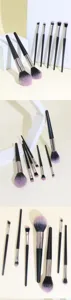 7-piece black professional makeup brush set soft powder eyeshadow detail view tool