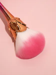 Gradient rose makeup brush with soft bristles, ideal large powder and blush brush for daily use.