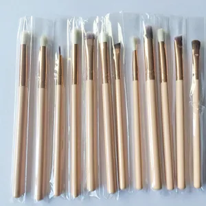 12-piece eye makeup brush set with wooden handle soft synthetic hair for professional blending